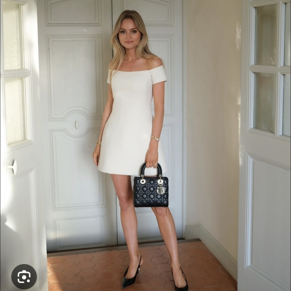 DO+BE Elegant Off-Shoulder A-line White Dress